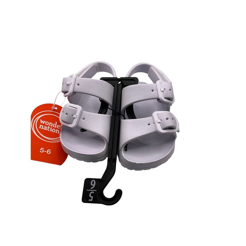 Wonder Nation Toddler White EVA Double Strap Sandals Size 5-6 NWT